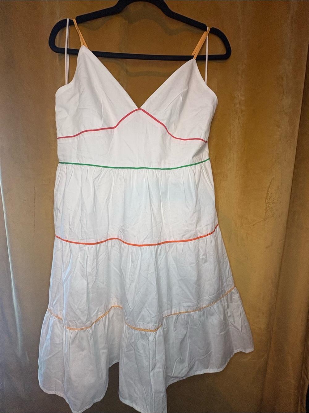 GB White Dress with Coral and Green Trim